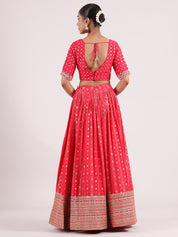 Hot Red Banarasi Lehenga with Kotapatti Embroidery