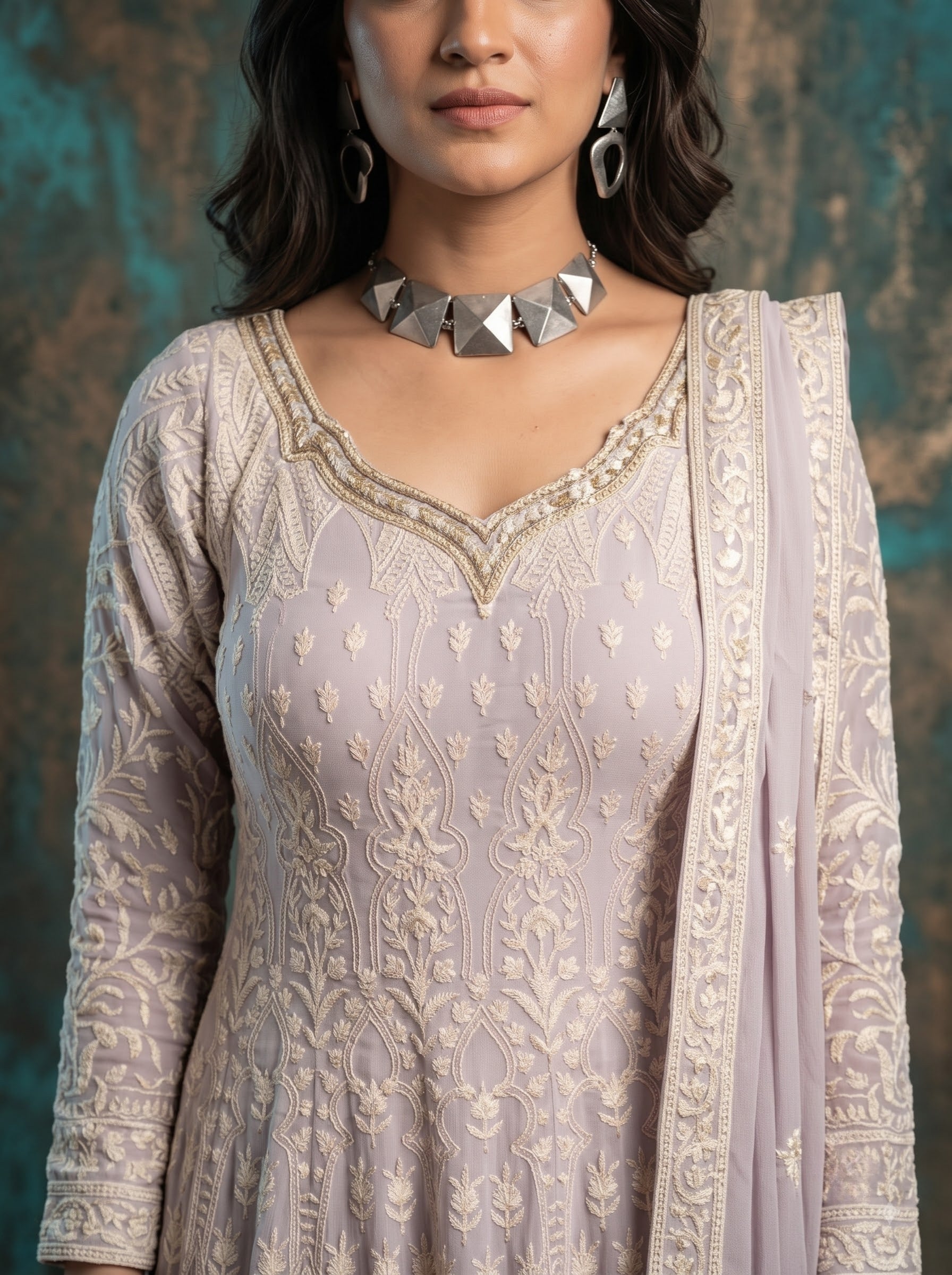Lavender Georgette Anarkali Set – Festive & Wedding Wear