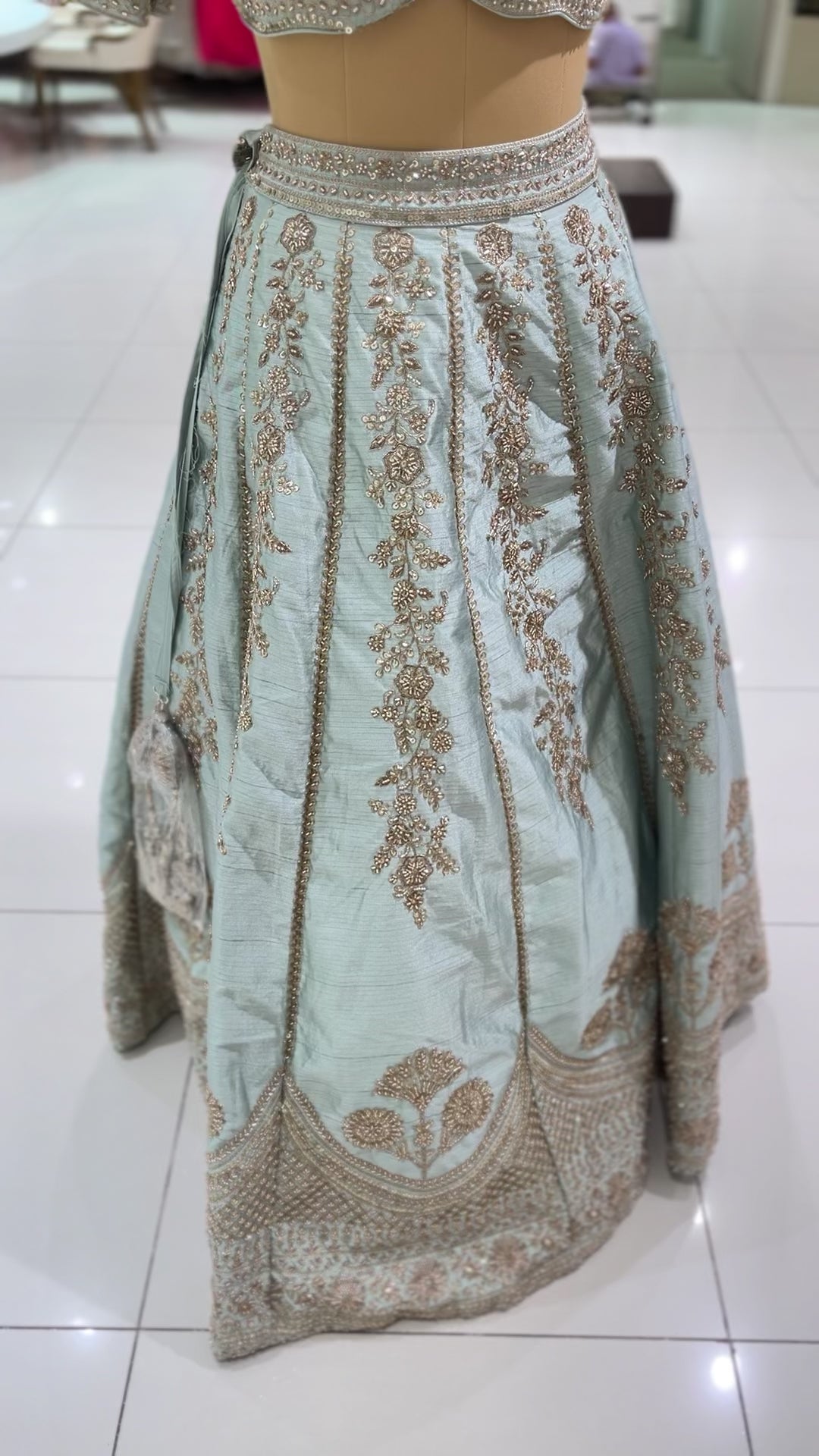 Ice Blue Embroidered Lehenga Set with Dupatta DIVA