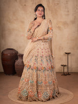 Organza Lehenga Set in Pista with Dupatta and Stitched Blouse