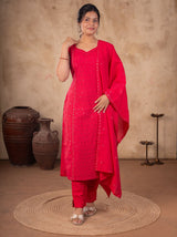 Cotton Salwar Suit in Rani Pink for Festive Occasions