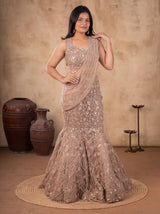 Net Lehenga Set in Mauve for Weddings