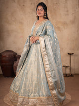 Raw Silk Anarkali Set for Festive Wear