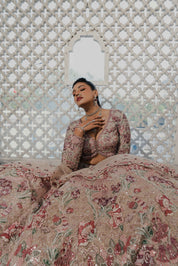 Royal Mauve Hand-Embroidered Lehenga Set